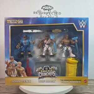 Walmart EXCLUSIVE! WWE Knuckle Crunchers 3-Pack John Cena The Rock Cody Rhodes N